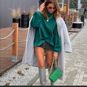 Zara green chain strap quilted shoulder bag NWT